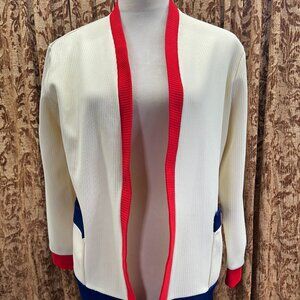 Vintage Fashion Wagon Heavy Weight Polyester Ribbed Retro Cardigan Nautical